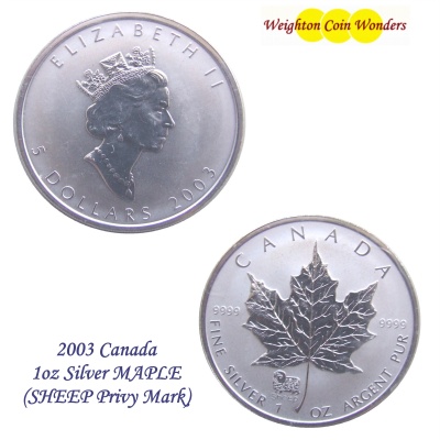 (image for) 2003 1oz Silver Maple - SHEEP Privy